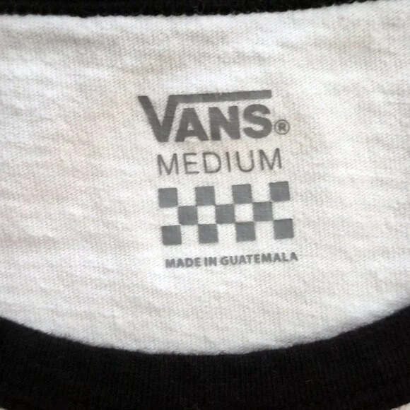 VANS Baseball Style Raglan Long Sleeve Tee White / Black / Pink Graphic Size M - Picture 7 of 14